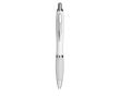 Stylo à bille en plastique ABS avec bouton-poussoir, encre bleue couleur blanc
