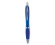 Stylo à bille en plastique ABS avec bouton-poussoir, encre bleue couleur bleu transparent