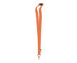 Lanyard en RPET mousqueton métallique et fermeture de sécurité 20 mm couleur orange