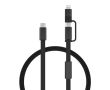 Câble de charge rapide 2 en 1 tressé anti-nœuds 60 W 120 cm couleur noir
