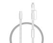 Câble de charge rapide 2 en 1 tressé anti-nœuds 60 W 120 cm couleur gris