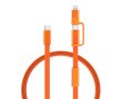 Câble de charge rapide 2 en 1 tressé anti-nœuds 60 W 120 cm couleur orange