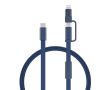 Câble de charge rapide 2 en 1 tressé anti-nœuds 60 W 120 cm couleur bleu