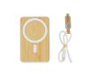 Powerbank magnétique en bambou avec charge sans fil 5 000 mAh couleur blanc