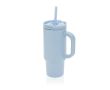 Gobelet isotherme en inox recyclé avec paille et anse 480 ml couleur bleu