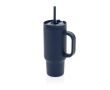 Gobelet isotherme en inox recyclé avec paille et anse 480 ml couleur bleu marine