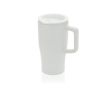 Tasse premium en céramique avec anse et couvercle antifuite 490 ml couleur blanc