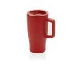 Tasse premium en céramique avec anse et couvercle antifuite 490 ml couleur rouge