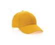 Casquette 6 panneaux en coton recyclé avec fermeture velcro 190 g/m² couleur jaune