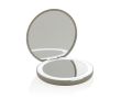 Miroir de poche en plastique recyclé avec grossissement et lumière LED couleur beige