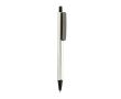 Stylo à bille triangulaire en plastique recyclé à clic, encre bleue couleur argenté