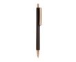 Stylo à bille triangulaire en plastique recyclé à clic, encre bleue couleur marron foncé