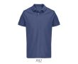 Polo coton peigné homme manches courtes 2 boutons  couleur bleu jean