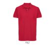 Polo coton peigné homme manches courtes 2 boutons  couleur rouge