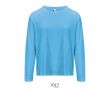 T-shirt coton semi-peigné manches longues col rond couleur cyan
