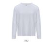 T-shirt coton semi-peigné manches longues col rond couleur blanc