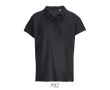 Polo femme 100% coton peigné col côtelé avec 3 boutons  couleur noir
