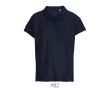 Polo femme 100% coton peigné col côtelé avec 3 boutons  couleur bleu marine