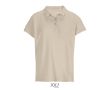 Polo femme 100% coton peigné col côtelé avec 3 boutons  couleur nude