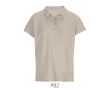 Polo femme 100% coton peigné col côtelé avec 3 boutons  couleur beige