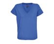 T-shirt en coton semi-peigné femme col V SOL'S couleur bleu roi