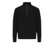 Pull demi‑zip en coton recyclé 300 g/m² Iqoniq Elgon  couleur noir