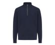 Pull demi‑zip en coton recyclé 300 g/m² Iqoniq Elgon  couleur bleu marine