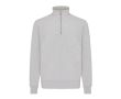Pull demi‑zip en coton recyclé 300 g/m² Iqoniq Elgon  couleur gris clair chiné