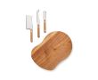 Set à fromage avec planche et 3 couteaux en acier inoxydable couleur marron