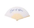 Éventail portable en bambou avec le message « Out of the office » couleur blanc