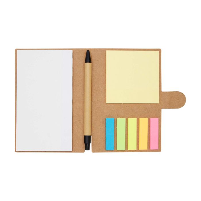 Carnet de notes adhésives avec stylo et encre noire