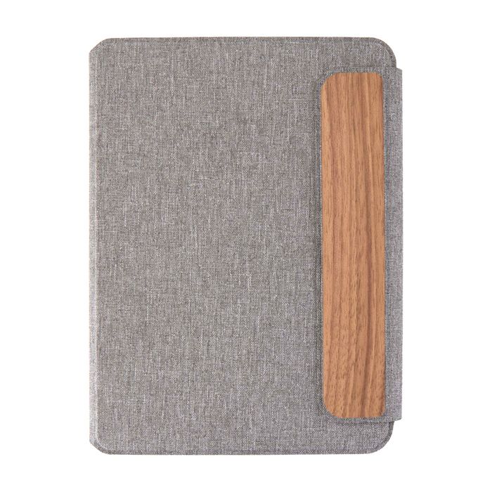 Porte-documents écologique avec fermeture en noyer A5, pages lignées