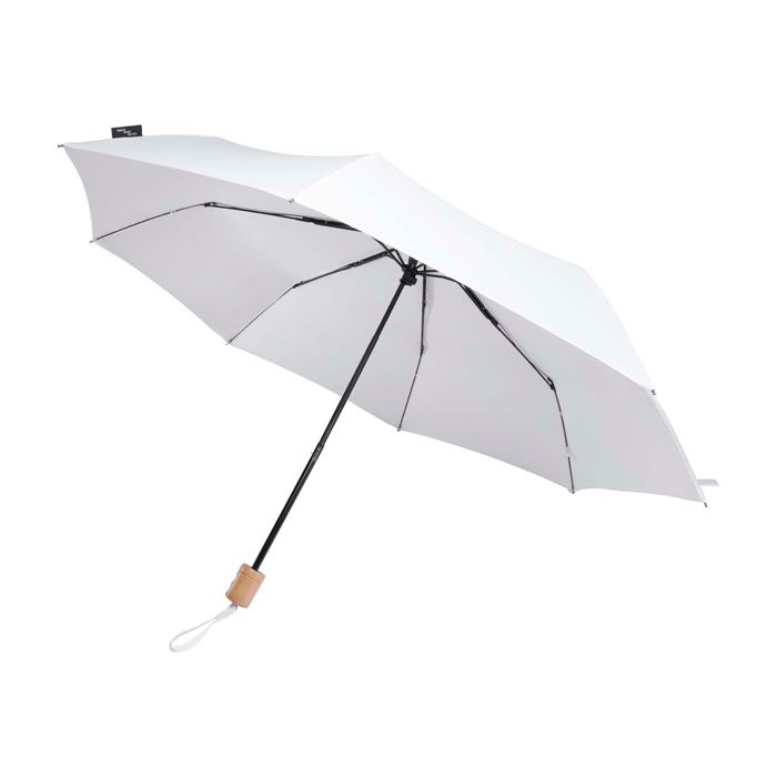 Parapluie manuel RPET 21" en polyester pongé avec poignée en bois Ø99