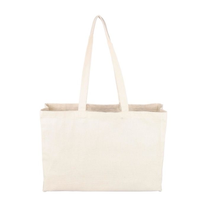 Sac de courses en coton naturel Oeko-Tex® avec soufflet 280 g/m2