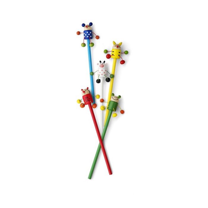 Boîte de 50 crayons en bois avec animaux et couleurs