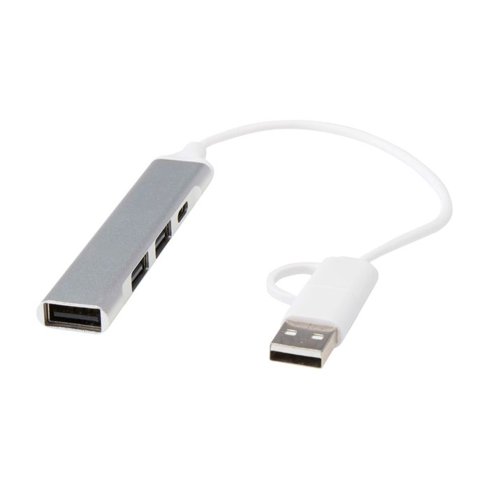 Hub en aluminium recyclé avec 4 ports de charge et transfert