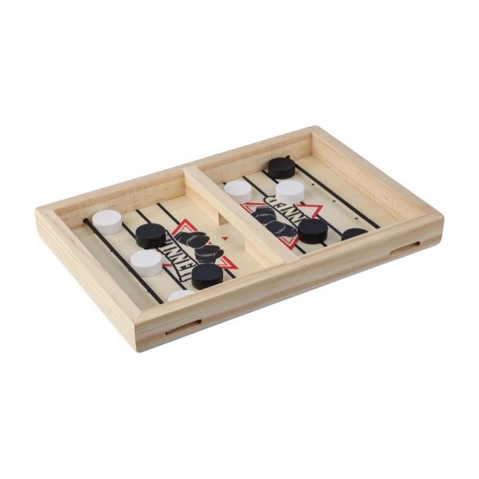 Hockey de table rapide en bois avec 10 pions ronds