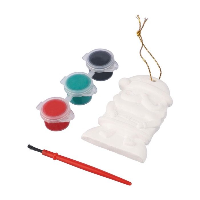 Pendentif Père Noël en plâtre à peindre avec 3 peintures acryliques