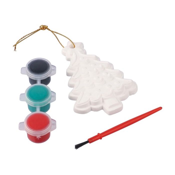 Sapin de Noël en plâtre à peindre avec 3 peintures acryliques