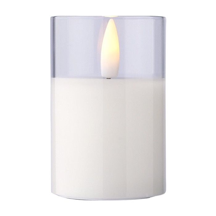 Bougie LED avec effet de flamme réaliste dans un bocal en verre