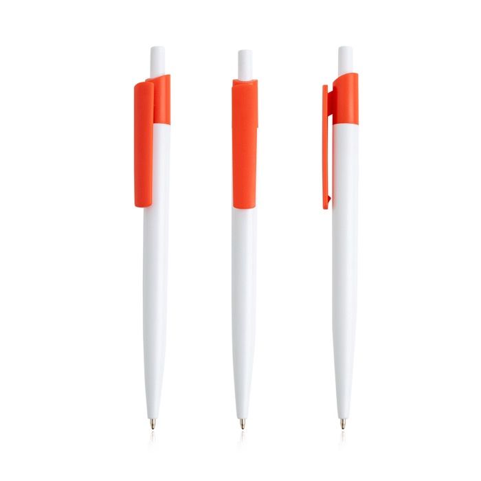 Stylo en plastique recyclé avec clip large coloré à encre bleue