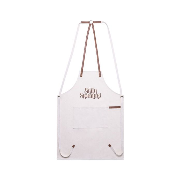 Tablier en coton avec attaches en similicuir réglables 340 g/m²