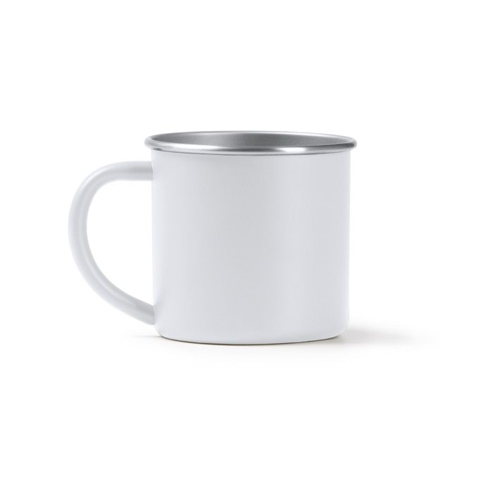 Tasse en acier inoxydable recyclé avec bord et intérieur argenté 350ml