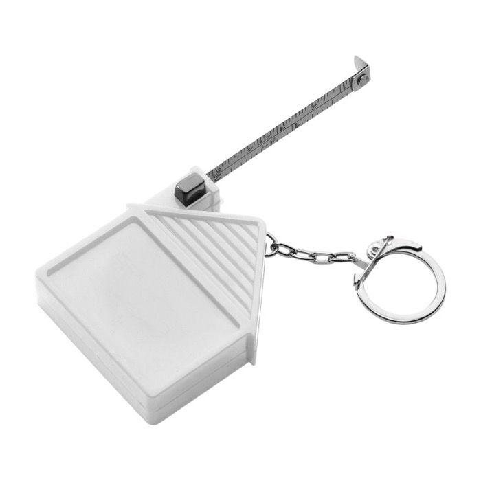 Porte-clés en forme de maison avec mètre ruban intégré