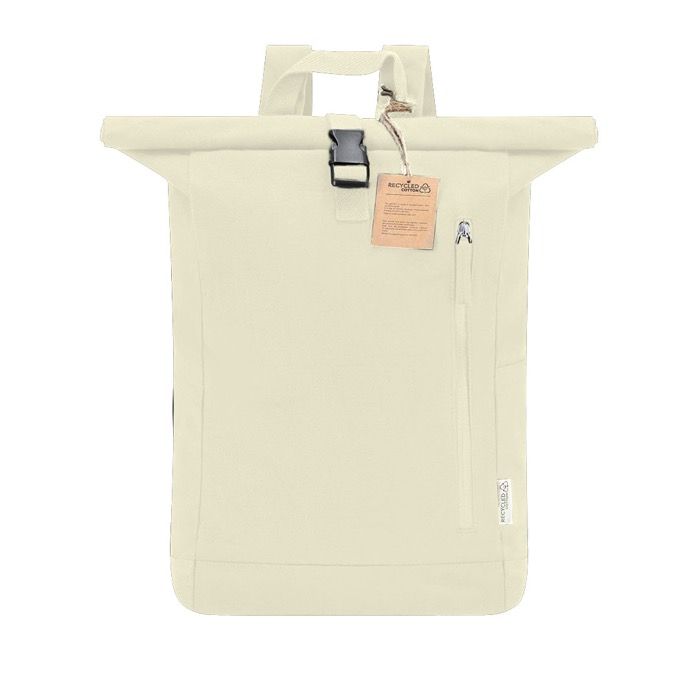Sac à dos roll-top en toile 100% recyclée avec une fermeture à boucle