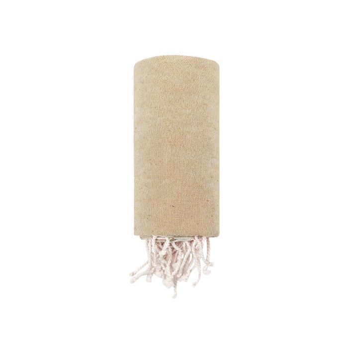 Fin paréo en coton recyclé et RPET avec franges blanches 180 g/m²