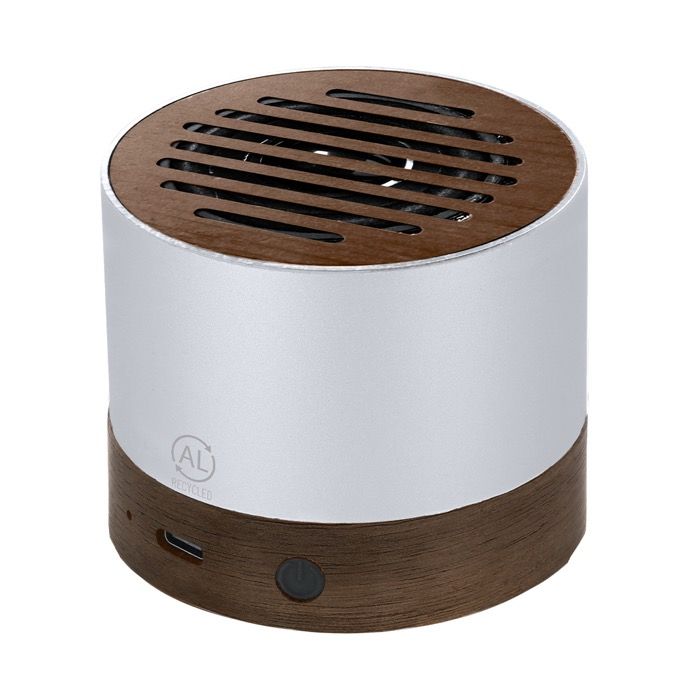Enceinte en aluminium recyclé GRS et bois de noyer 3W