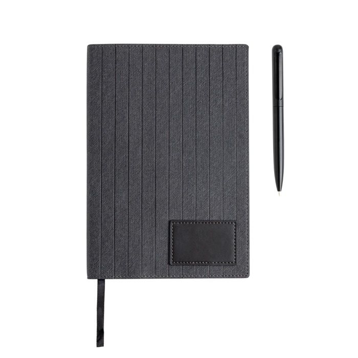 Carnet en cuir synthétique avec stylo métallique A5 pages blanches