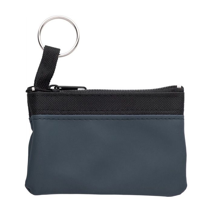 Porte-monnaie simple en nylon fermeture éclair noire et porte-clés