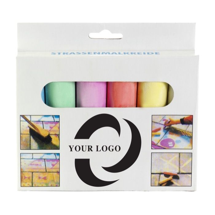 Boîte en carton avec 6 grosses craies de coloriage